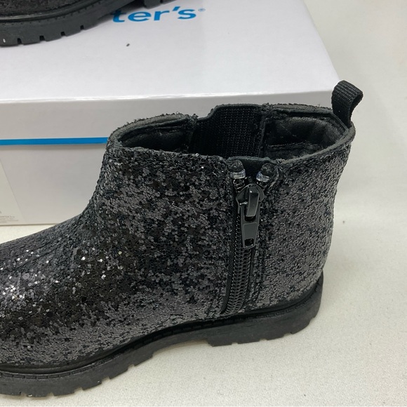 NIB Carter’s Bessy Boots Girls Size 9 Toddler Black Glitter Chelsea - Picture 2 of 8